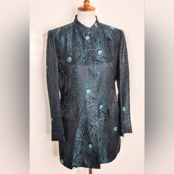 DANA BUCHMAN PEACOCK FEATHER JACKET - Picture 1 of 11